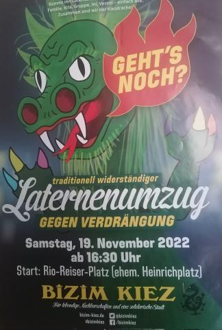 Wiederständiger Laternenumzug am 19.11. am Heinrichsplatz